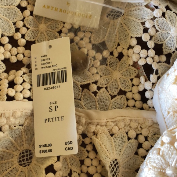 Maeve Lace Half Sleeve Button down Shirt Small Petite - Picture 9 of 9